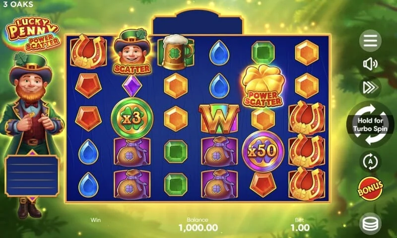 Lucky Penny Power Scatter - Power Scatter simbol sa zlatnim novčićem i pozadinskim osvjetljenjem